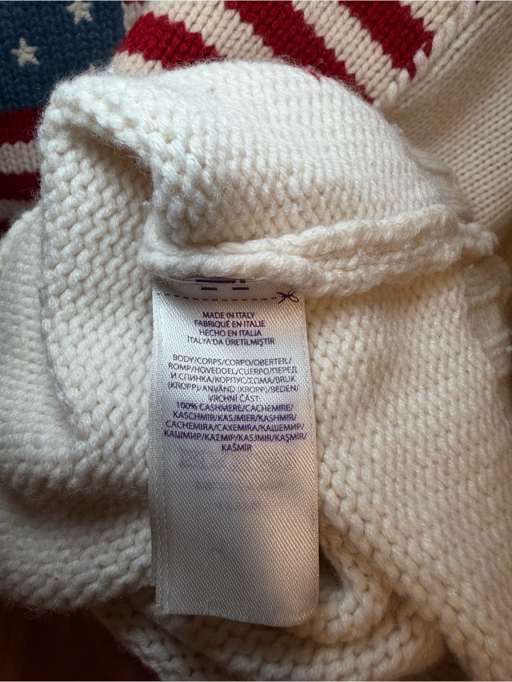 Ralph Lauren Purple Label 100% Cashmere American Flag Sweater | Medium - Picture 4 of 7